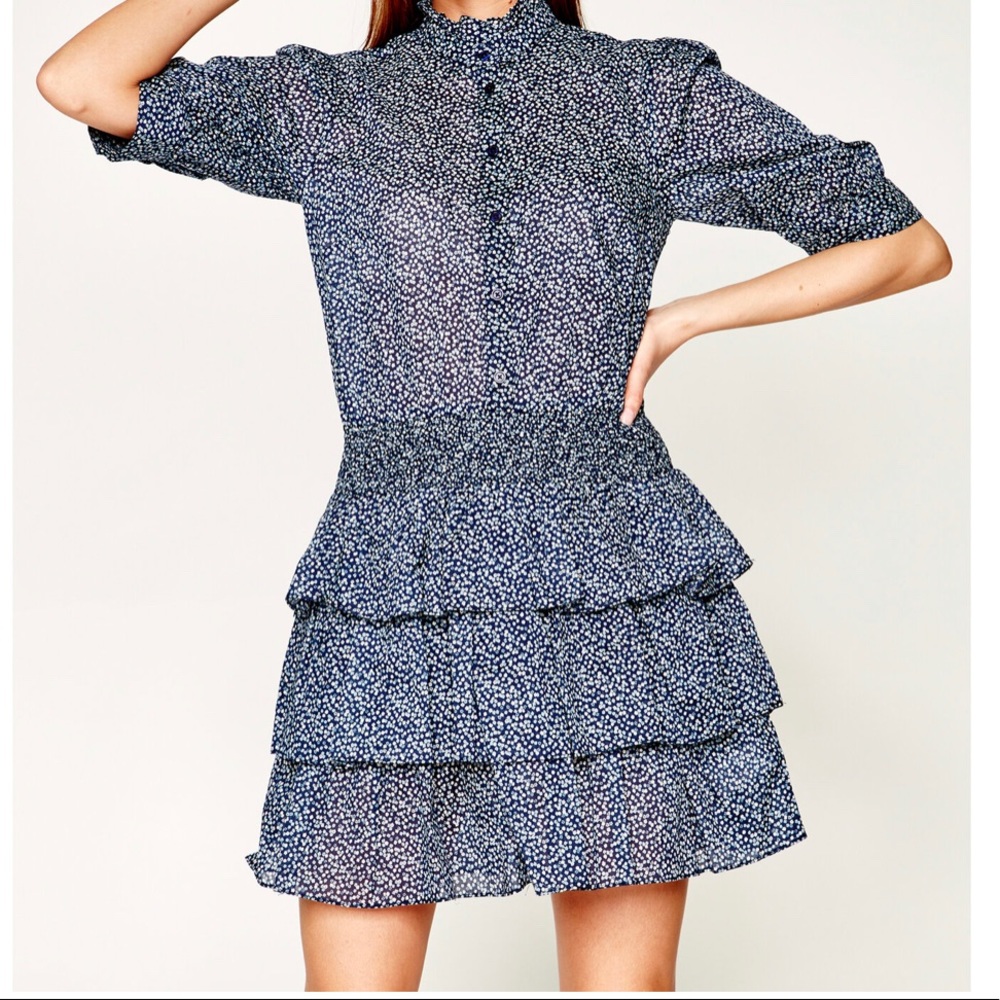 Floral Cotton Lawn Tiered Dress